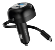 АЗП Proove Pulsar 65W (Type-C + USB) + Retractable Type-C Cable black 2003000317138 6901115552078