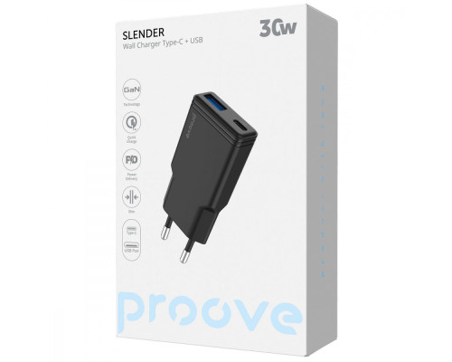 МЗП Proove Slender 30W (Type-C + USB) black 2003000258455 6901113258361