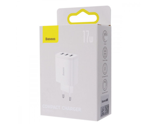 МЗП Baseus Compact 17W (3 USB) white