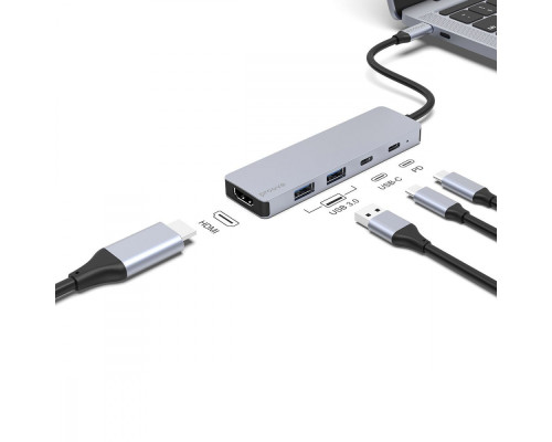Type-C-Хаб Proove Iron Link 5 in 1 (2*Type-C + 2*USB3.0 + HDMI) silver 2001001957599 6901119737679