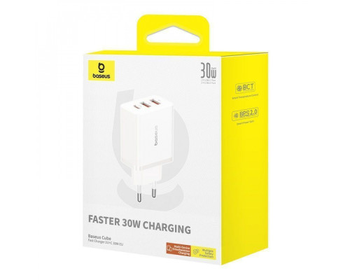 МЗП Baseus Cube Fast Charger 30W (Type-C + USB) black 2001000965168 6932172651183