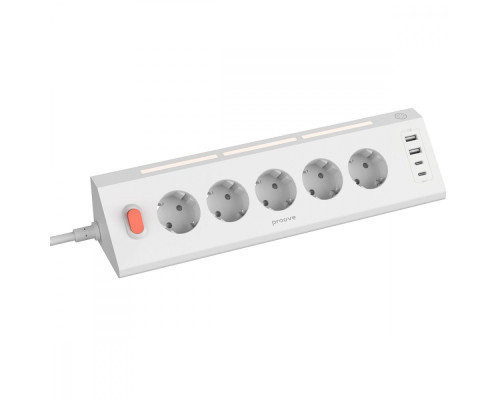 Мережевий фільтр Proove Prism Socket (5xAC + 2xType-C + 2xUSB) 1.6m white 2003000222562 6901119541115