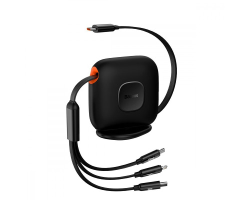 Кабель Baseus Traction Series Retractable 3-in-1 Fast Charging Type-C (Micro USB+Lightning+Type-C) 100W (1.7m) black