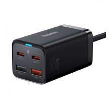 МЗП Baseus GaN3 Pro 65W (2 Type-C + 2 USB) + Кабель Type-C to Type-C 100W (1m) black