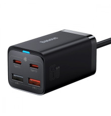 МЗП Baseus GaN3 Pro 65W (2 Type-C + 2 USB) + Кабель Type-C to Type-C 100W (1m) black