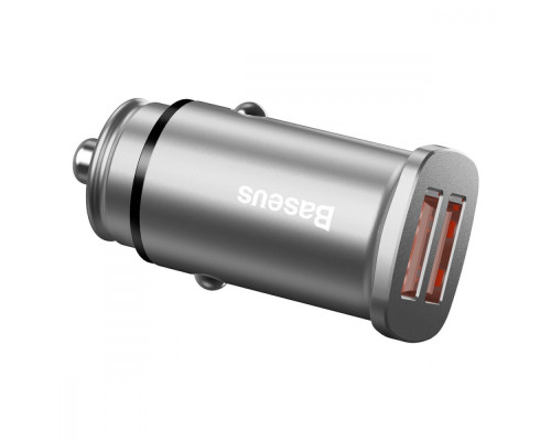 АЗП Baseus Square Metal QC 3.0 30W 2USB silver