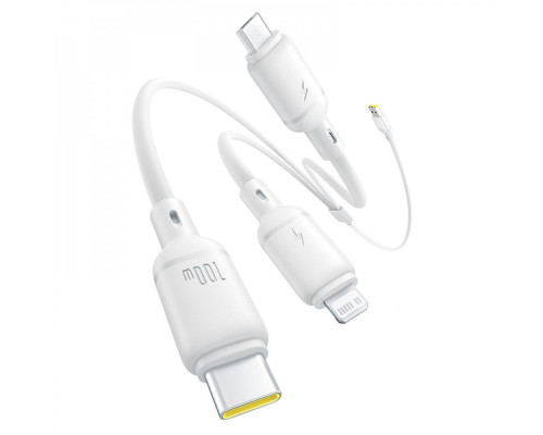 Кабель Baseus Silky One-for-Three Fast Charging USB to Micro USB+Lightning+Type-C 100W 1.5m white 2003000230987 6932172685126