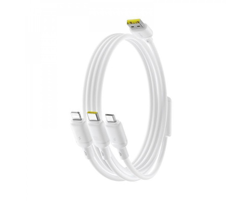 Кабель Baseus Silky One-for-Three Fast Charging USB to Micro USB+Lightning+Type-C 100W 1.5m white 2003000230987 6932172685126