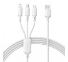 Кабель Baseus Silky One-for-Three Fast Charging USB to Micro USB+Lightning+Type-C 100W 1.5m white 2003000230987 6932172685126