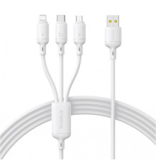 Кабель Baseus Silky One-for-Three Fast Charging USB to Micro USB+Lightning+Type-C 100W 1.5m white 2003000230987 6932172685126