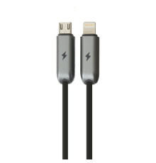 Кабель USB Remax Binary Micro + Lightning Колір Чорний 6954851271093