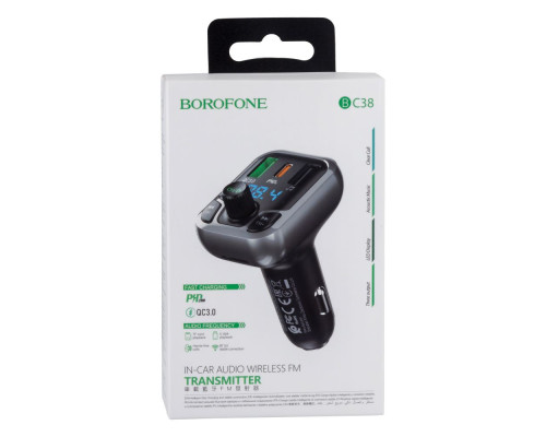 FM-трансмітер Borofone BC38 Flash Energy PD20W+QC3.0 Колір Чорний