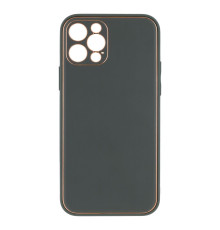 Чохол Leather Gold with Frame without Logo для iPhone 12 Pro Колір Navy Green 2020000264354