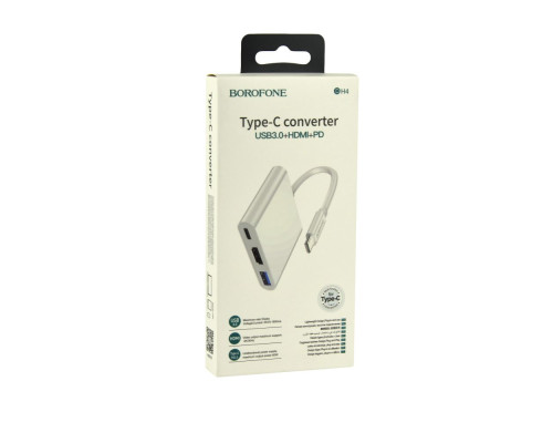 Перехідник Borofone DH4 Type-C converter(Type-C to USB3.0+HDMI+PD) Колір Бiлий