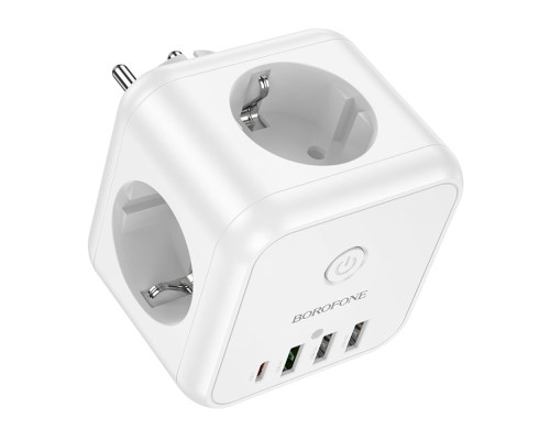Мережевий Подовжувач Borofone BAC10 (PD20W/1C3A)(EU) Колір Бiлий 6941991114526