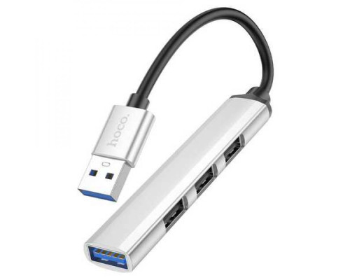 Хаб USB Hoco HB26 4 in 1 adapter(USB to USB3.0+USB2.0*3) Колір Срібло 6931474765451