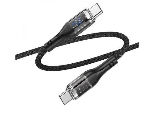 Кабель USB Hoco U115 Transparent 100W With Display Type-C to Type-C 1.2m Колір Чорний