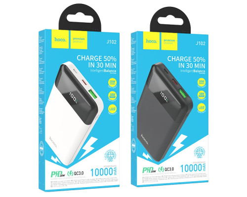 Універсальна Мобільна Батарея Power Bank Hoco J102 Cool figure PD20W+QC3.0 10000 mAh Колір Бiлий 6931474783615 ma33060_2955485