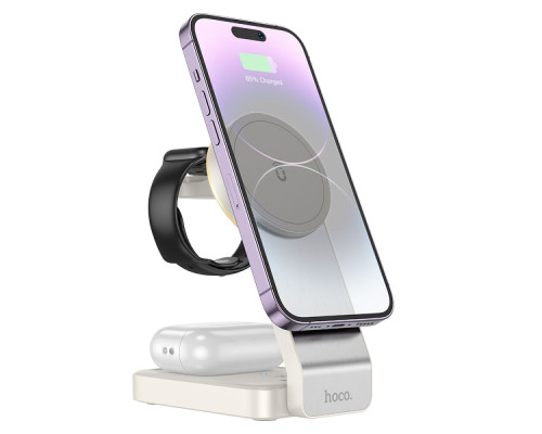 Бездротовий Зарядний Пристрій Hoco CQ3 3-in-1 Magnetic 15W IP Version Колір Молочно-білий 6942007602341 ma32370_2917284
