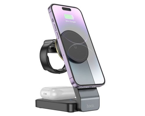 Бездротовий Зарядний Пристрій Hoco CQ3 3-in-1 Magnetic 15W IP Version Колір Молочно-білий 6942007602341 ma32370_2917284