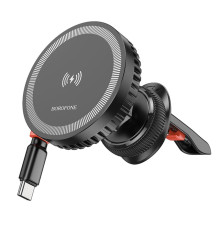 Автотримач Borofone BH207 Mona Magnetic Wireless 15W Колір Чорний 6941991108617