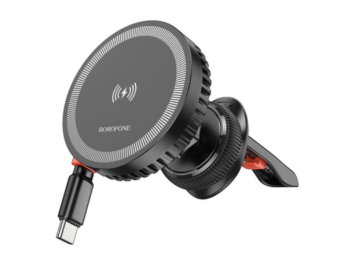 Автотримач Borofone BH207 Mona Magnetic Wireless 15W Колір Чорний 6941991108617