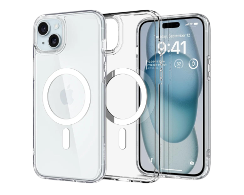 Чохол TPU+PC Spigen Ultra Hybrid with Magsafe для iPhone 15 Колір Transparent 2020000405436