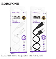 Кабель USB Borofone BX113 Silicone Micro 2.4A Колір Бiлий 6941991115424