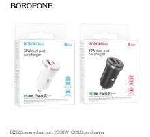 Автомобільний Зарядний Пристрій Borofone BZ22 1USB/1USB-C QC/PD30W Колір Бiлий 6941991105197