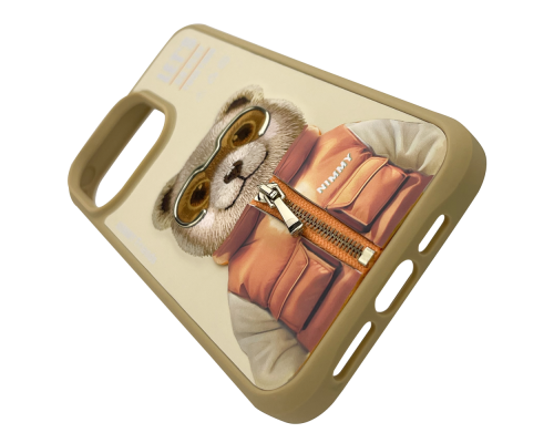 Чохол TPU+PC Nimmy 3D with Metal Buttons для iPhone 16 Pro Max Колір Cat Khaki 6971080319471