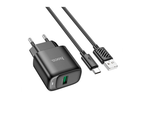 Мережевий Зарядний Пристрій Hoco C140A 1USB QC 18W+USB to Type-C Колір Чорний 6942007627825 ma36296_3607266