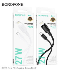 Кабель USB Borofone BX111 PD27W Type-C to Lightning М'ята упаковка Колір Чорний 2020000433187