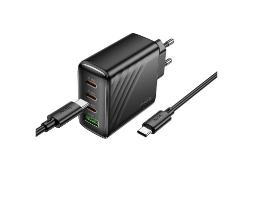 Мережевий Зарядний Пристрій Hoco CS27A 3USB-C/1USB PD/QC 67W+Type-C to Type-C Колір Чорний 6942007639842