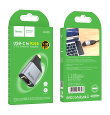 Перехідник Hoco UA35 Type-C to RJ45 10/100Mbps Колір Сiрий 6942007645607 ma36836_3609330