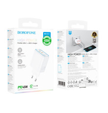 Мережевий Зарядний Пристрій Borofone BA90A 2USB-C PD/QC45W Колір Бiлий 6941991119392 ma36860_3609398