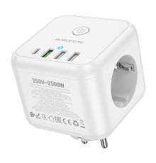 Мережевий Подовжувач Borofone BAC10 (PD20W/1C3A)(EU) Колір Бiлий 6941991114526