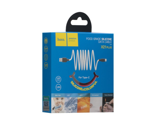 Кабель USB Hoco X21 Plus Silicone Type-C М'ята упаковка Колір Чорно-Білий 2020000449065