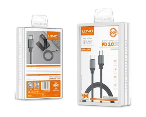 Кабель USB LDNIO LC441c Type-C to Type-C 100W Колір Сiрий 6933138602386 ma37440_3611727