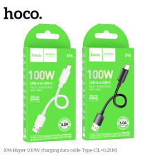 Кабель USB Hoco X96 Type-C 6A 100W 0.25m Колір Чорний 6942007609425 ma37706_3663978