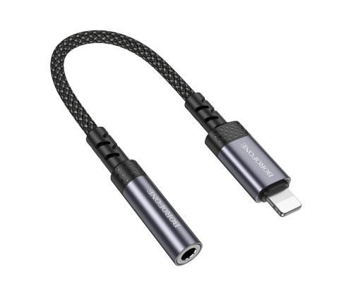 Перехідник Borofone BV24 iP to AUX 3.5mm (female) 15cm Колір Сiрий 6941991120398 ma36884_3609470