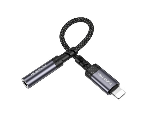 Перехідник Borofone BV24 iP to AUX 3.5mm (female) 15cm Колір Сiрий 6941991120398 ma36884_3609470