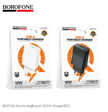 Мережевий Зарядний Пристрій Borofone BAS72A 1USB QC3.0 18W Колір Білий 6941991122644 ma38208_3667881