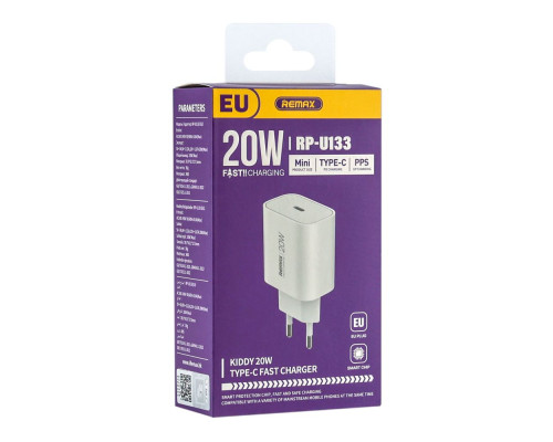 Мережевий Зарядний Пристрій Remax RP-U133 20W 1C Колір Бiлий 6954851213123 ma37759_3664722