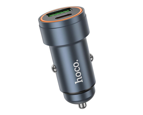 Автомобільний Зарядний Пристрій Hoco Z57A 1USB/1USB-C PD30W/QC3.0+Type-C to Lightning Колір Сiрий 6942007633123 ma35605_3347274