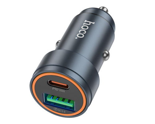 Автомобільний Зарядний Пристрій Hoco Z57A 1USB/1USB-C PD30W/QC3.0+Type-C to Lightning Колір Сiрий 6942007633123 ma35605_3347274