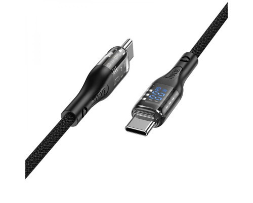 Кабель USB Hoco U115 Transparent 100W With Display Type-C to Type-C 1.2m Колір Чорний