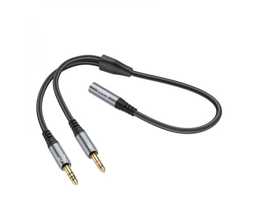 Кабель Audio Splitter Hoco UPA21 2-in-1 3.5 female to 2 male Колір Сiрий