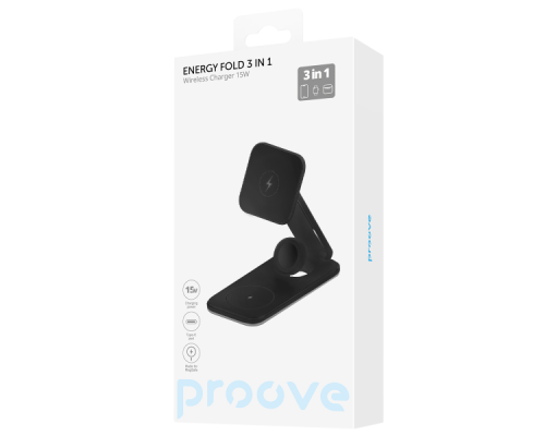 Бездротовий зарядний пристрій Proove Energy Fold 3в1 15W black PLS-00-00112592