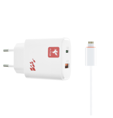 Зарядний пристрій FLYCDI FA-006 20W PD 3A USB-A+USB-C з кабелем Lightning white PLS-00-00133874