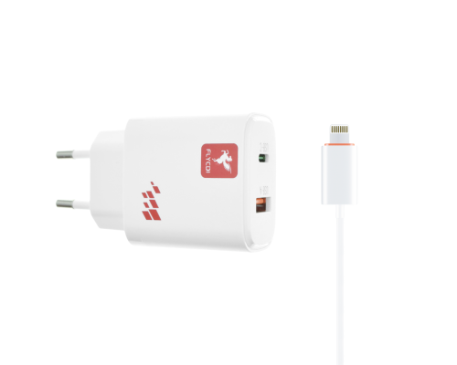 Зарядний пристрій FLYCDI FA-006 20W PD 3A USB-A+USB-C з кабелем Lightning white PLS-00-00133874